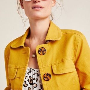 Anthropologie Crop Jacket- Mustard Yellow in Petite Small